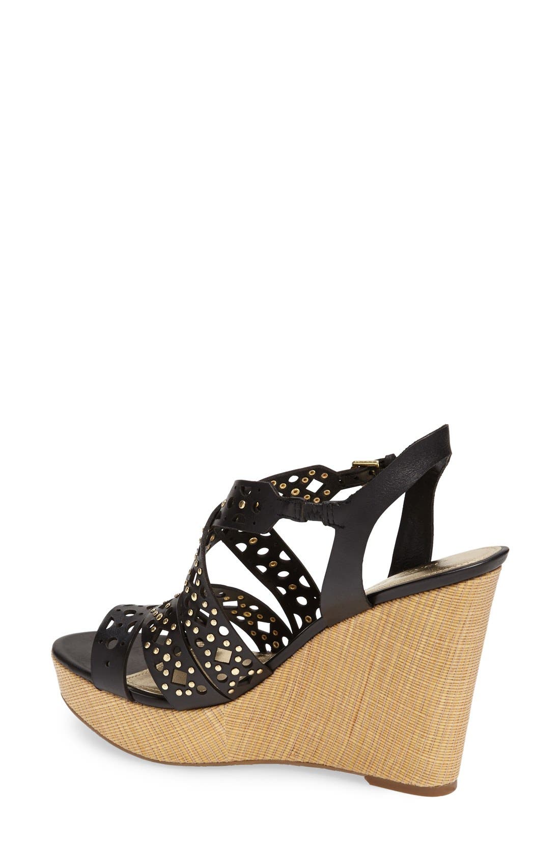 'Halera' Wedge Sandal (Nordstrom Exclusive), Alternate, color, BLACK LEATHER