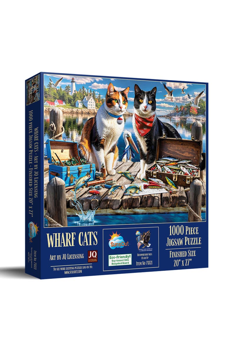 Sunsout Wharf Cats 1000 piece Jigsaw Puzzle for Adults, Main, color, Multicolor