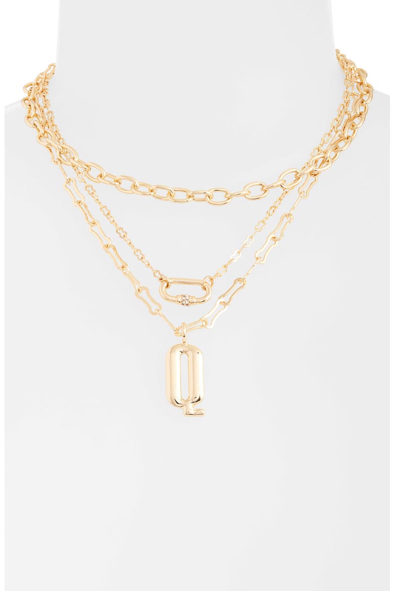 Initial Layered Necklace, Alternate, color, GOLD- Q
