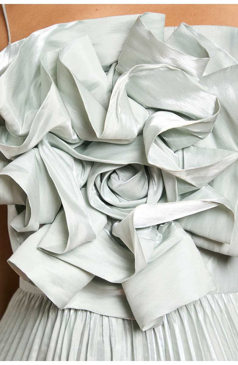 Coast Metallic Pleated Corsage Maxi Dress, Alternate, color, Silver