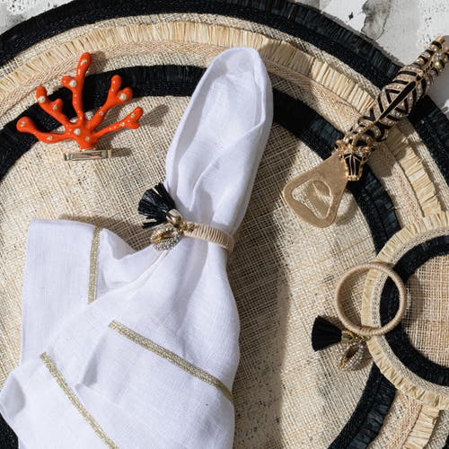 Joanna Buchanan Ruffle Edge Straw Placemat, Set Of Four