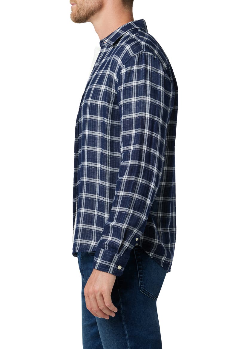 Oliver Plaid Double Face Cotton Button-Up Shirt, Alternate, color, TRUE NAVY PLAID