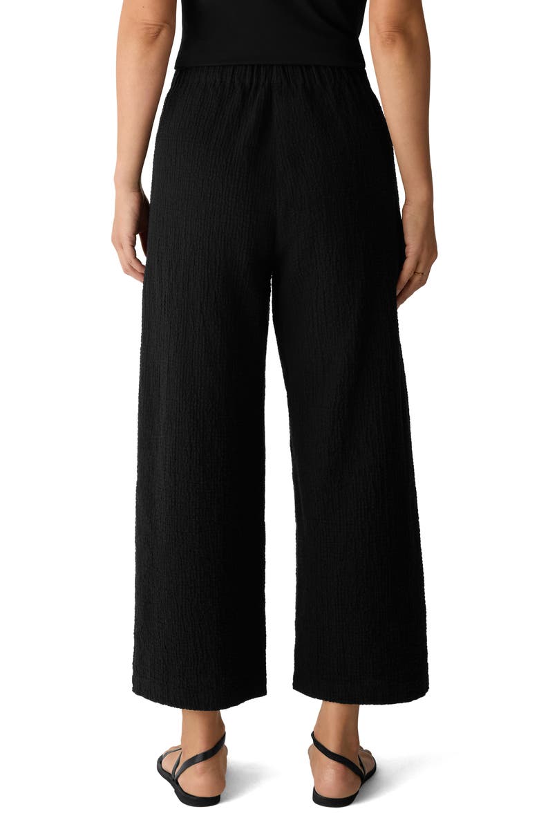 Eileen Fisher Stretch Organic Cotton Ankle Lantern Pants, Alternate, color, Black