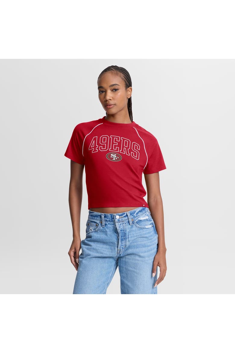 Women's Fanatics Scarlet San Francisco 49ers Offensive Scheme Raglan Tri-Blend Cropped Top, Main, color, Scarlet
