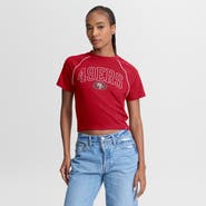 FANATICS Women's Fanatics Scarlet San Francisco 49ers Offensive Scheme Raglan Tri-Blend Cropped Top