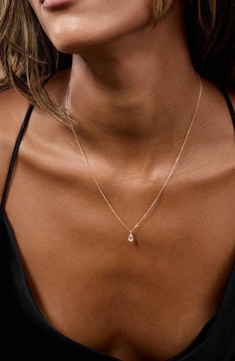 Set & Stones Everett White Topaz Pendant Necklace, Alternate, color, Gold