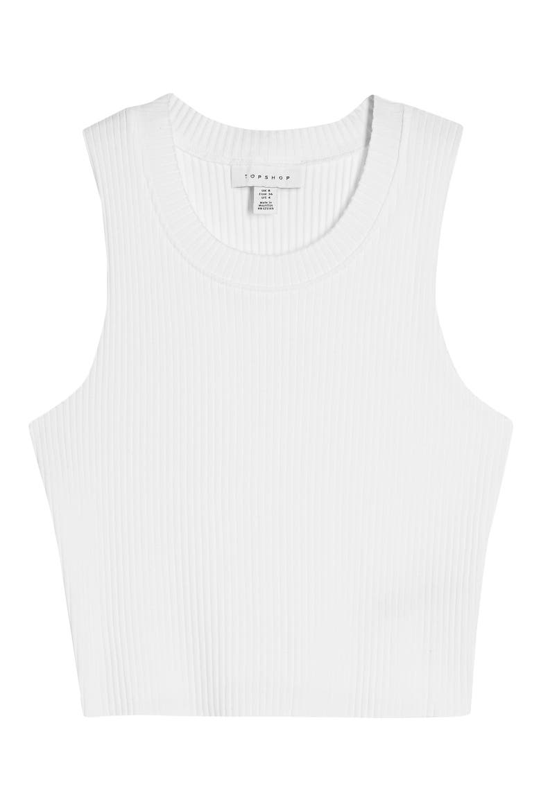 Wide Rib Racerback Cotton Blend Crop Tank Top, Alternate, color, WHITE