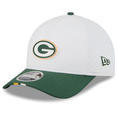 Men's New Era  White/Green Green Bay Packers 2025 NFL Training Camp A-Frame 9FORTY Adjustable Hat