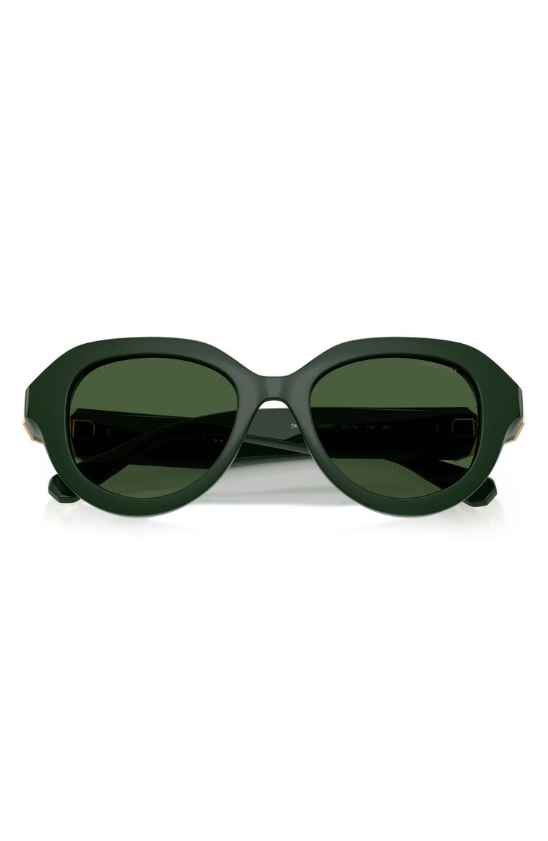 Swarovski 50mm Small Round Sunglasses, Alternate, color, Solid Green / Dark Green