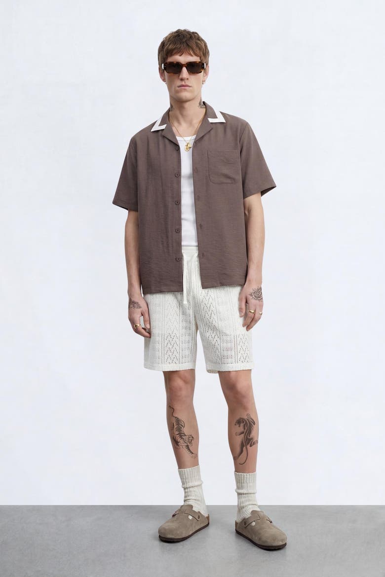Huxley Revere Cotton Shirt, Alternate, color, Brown