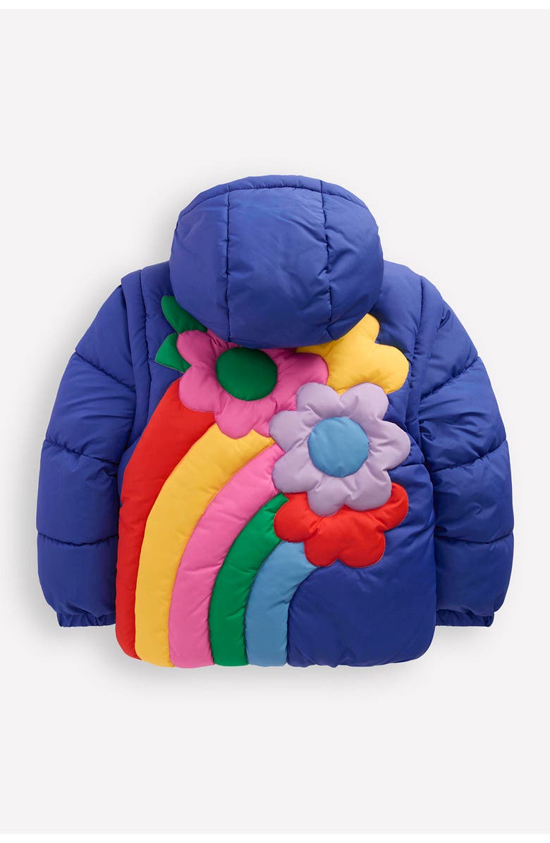 Mini Boden Kids' Quilted Hooded 2-in-1 Puffer Jacket, Alternate, color, Starboard Blue Rainbow