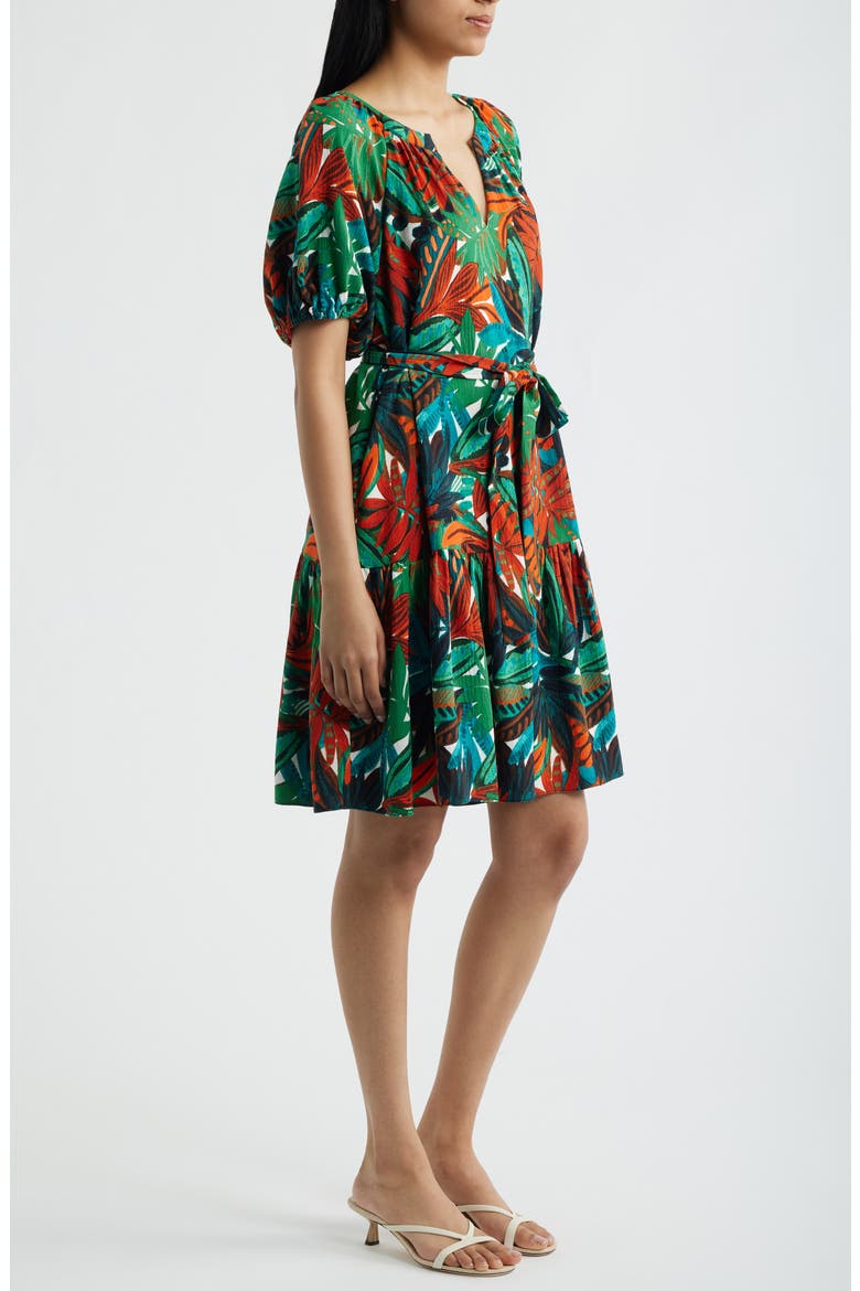 Botanical Print A-Line Dress, Alternate, color, GREEN MULTI