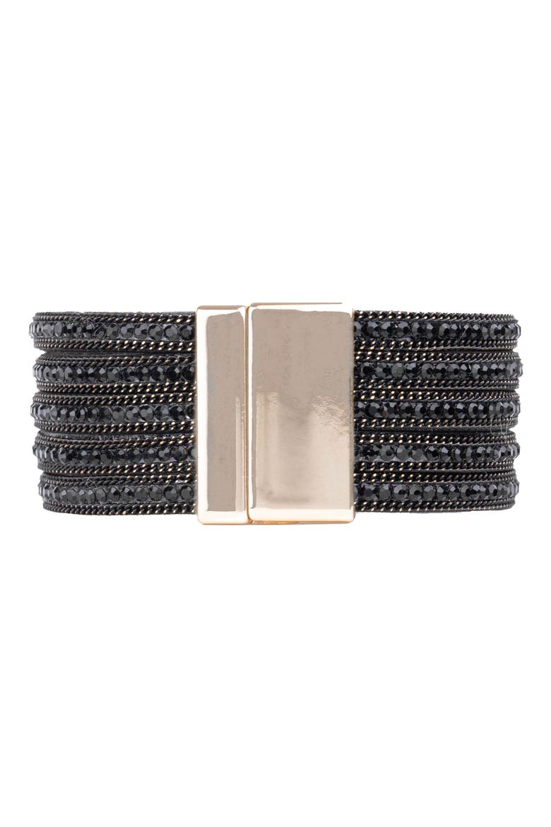 Midnight Suede Beaded Bracelet, Alternate, color, BLACK