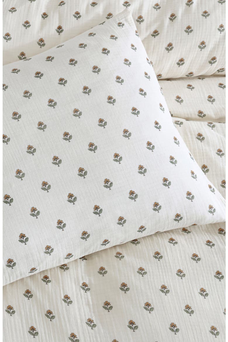 Block Print Cotton Gauze Duvet & Shams Set, Alternate, color, IVORY MULTI