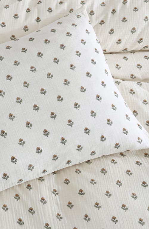 Peri Home Block Print Cotton Gauze Duvet & Shams Set In White