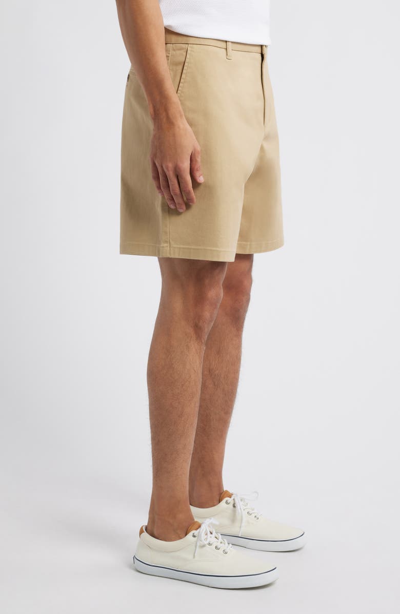 Nordstrom Heron Flat Front Cotton Stretch Twill Chino Shorts, Alternate, color, Tan Stock