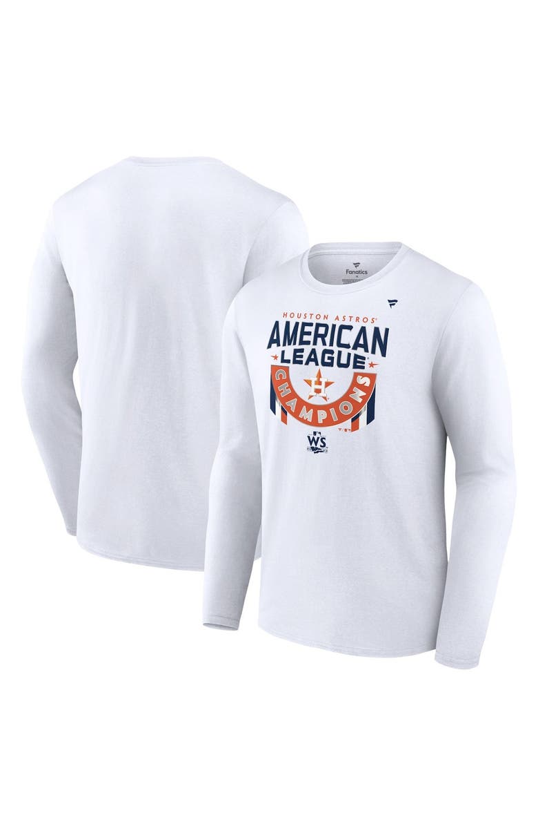 FANATICS Men's Fanatics Branded White Houston Astros 2022 American League Champions Locker Room Long Sleeve T-Shirt, Main, color, 