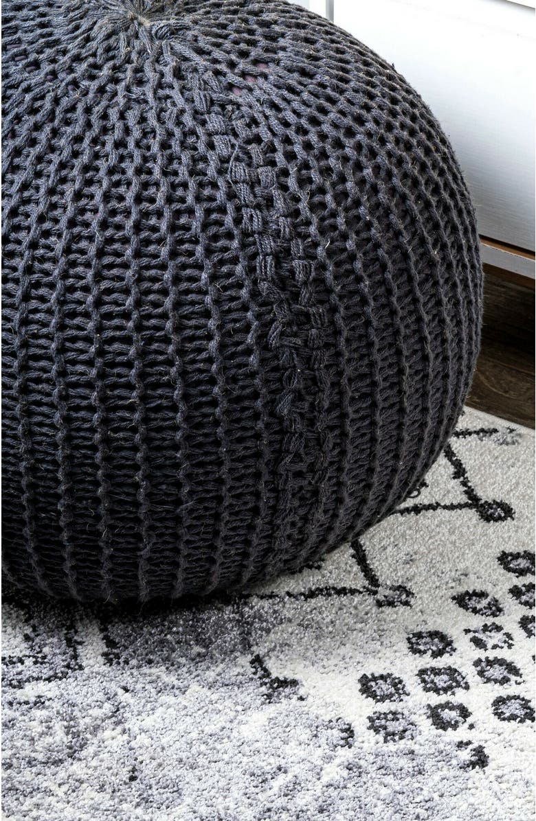 JONATHAN Y Azmar Moroccan Geometric Distressed Area Rug, Alternate, color, Ivory/Black