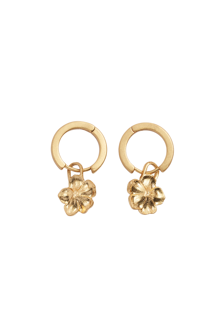 Flower Huggie Earrings, Alternate, color, Blue & Gold