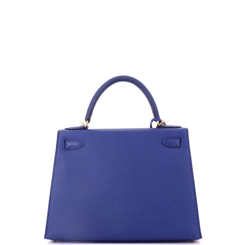 Pre-owned Hermes  Hermes Kelly Handbag Blue Epsom With Gold Hardware 28