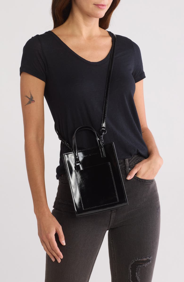 Marc Jacobs Micro Patent Leather Tote, Alternate, color, Black