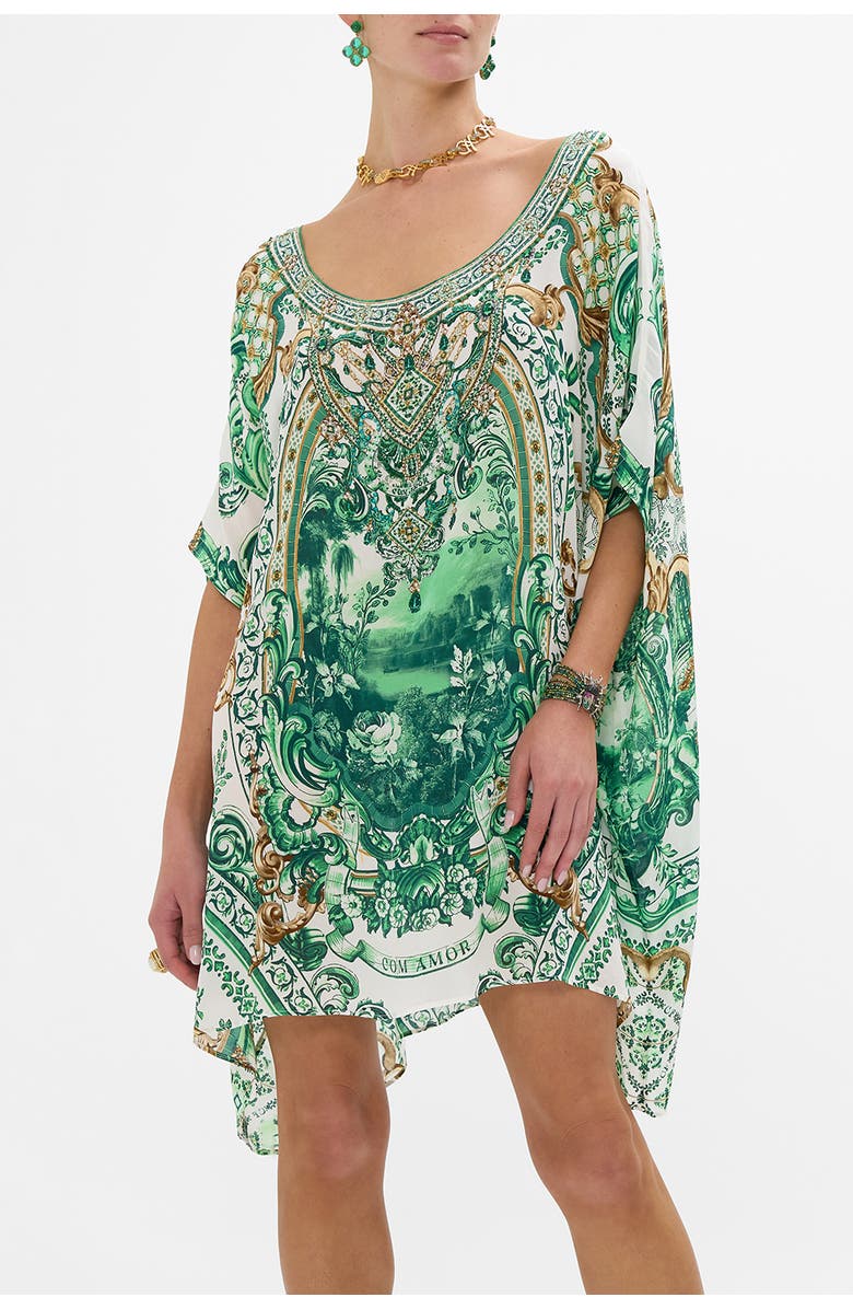 Camilla Short Round Neck Kaftan Corridor Of Calm, Alternate, color, 