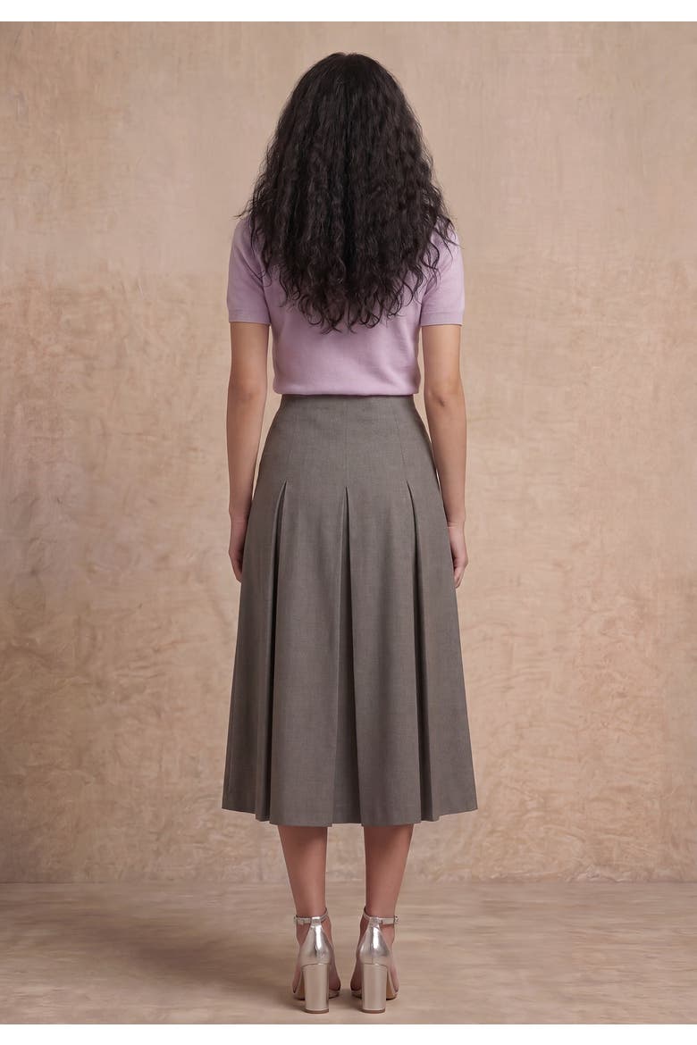 Pleated A Line Skirt, Alternate, color, CHARCOAL