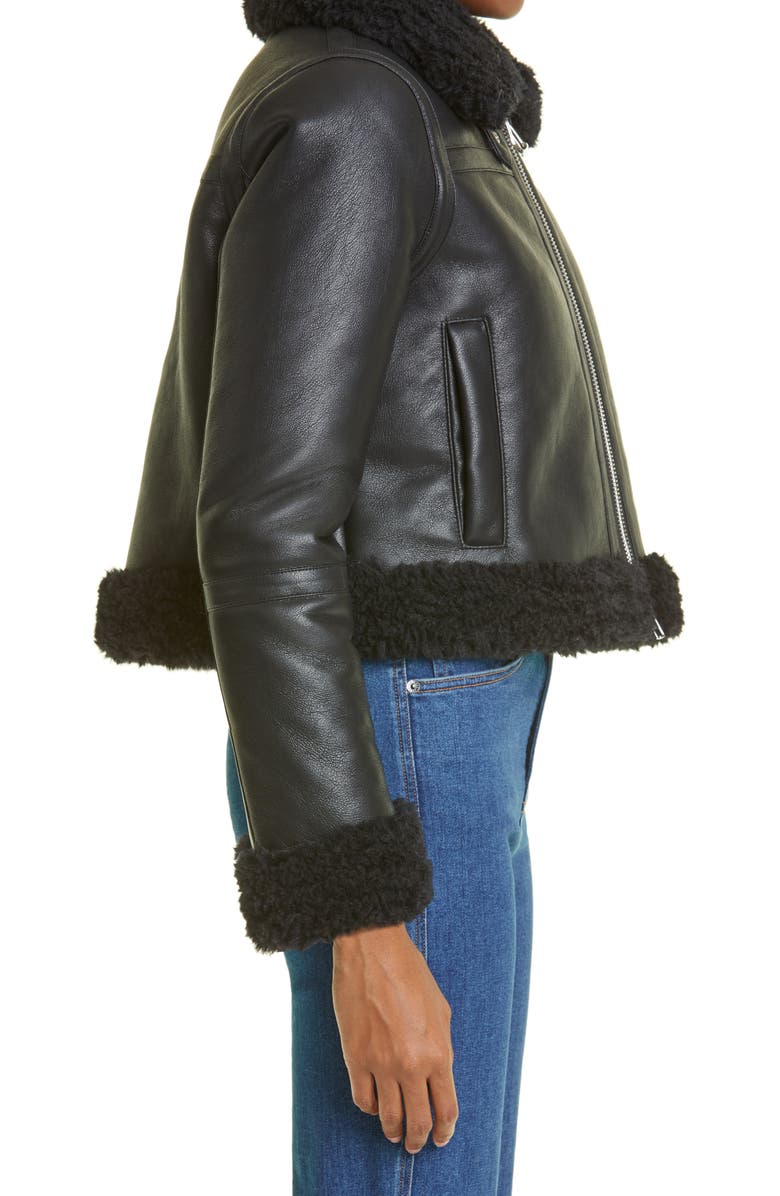 Stand Studio Lorelle Faux Leather Biker Jacket with Faux Shearling Trim, Alternate, color, 