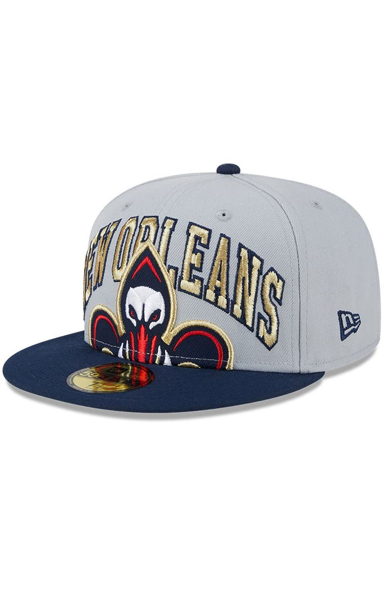 New Era Men's New Era Gray/Navy New Orleans Pelicans Tip-Off Two-Tone 59FIFTY Fitted Hat, Alternate, color, Gray