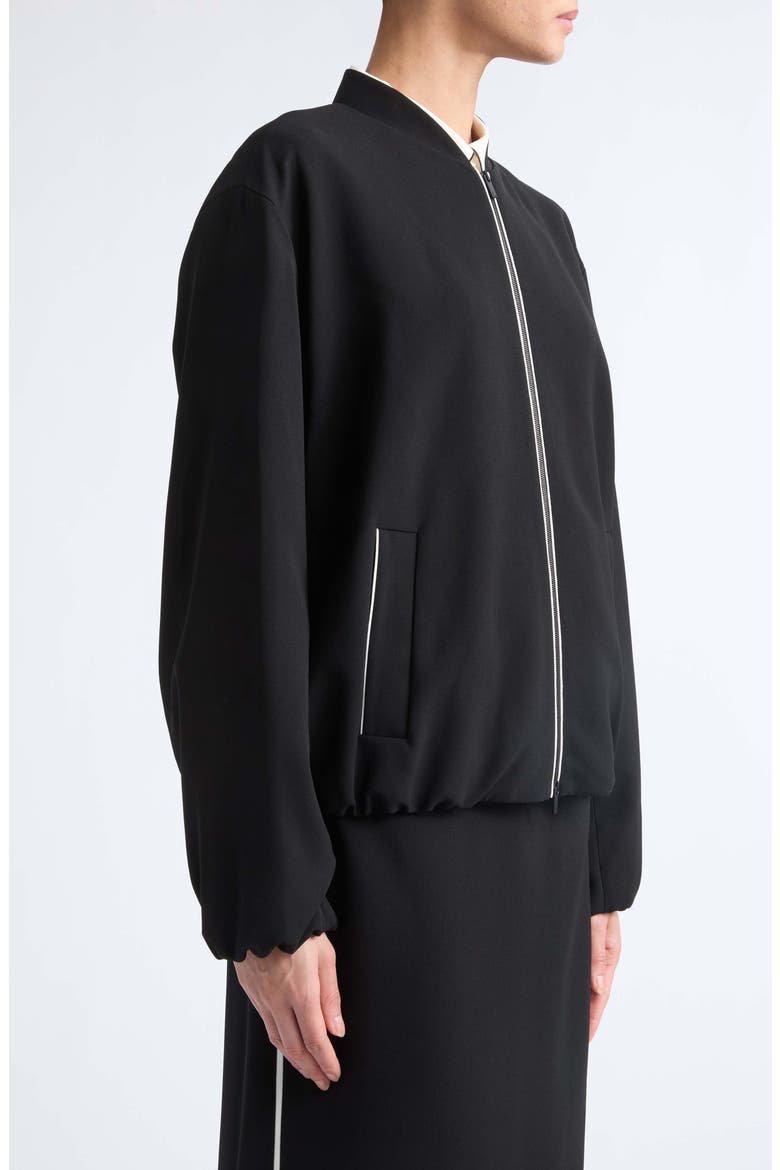 Contrast Piping Bomber Jacket, Alternate, color, BLACK