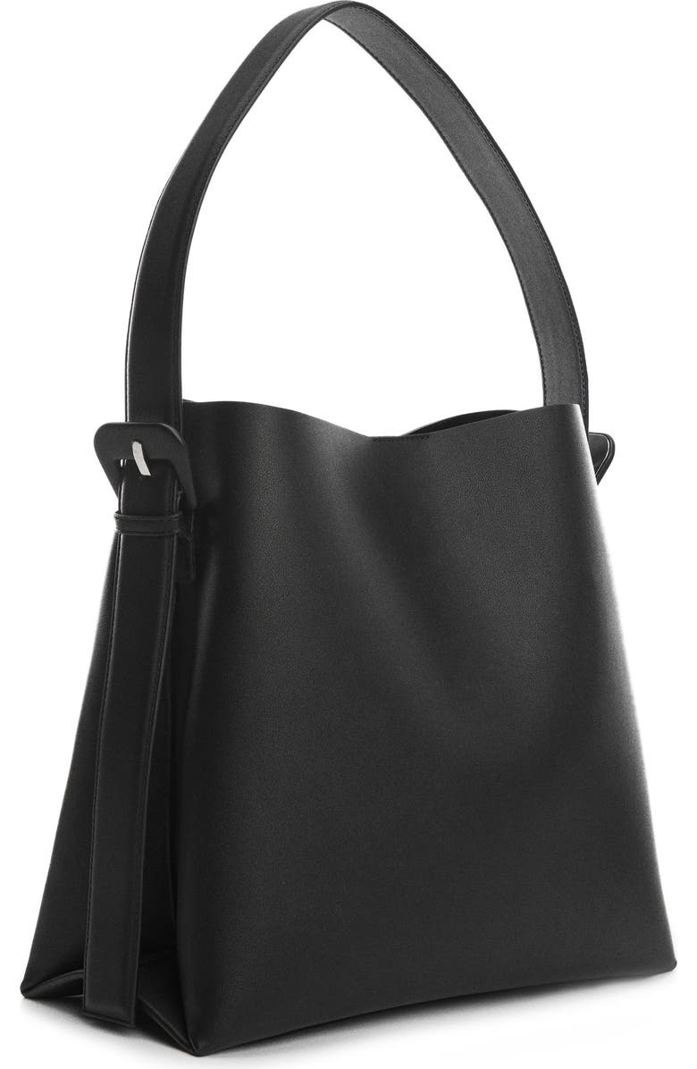 MANGO Buckle Detail Faux Leather Shopper, Alternate, color,