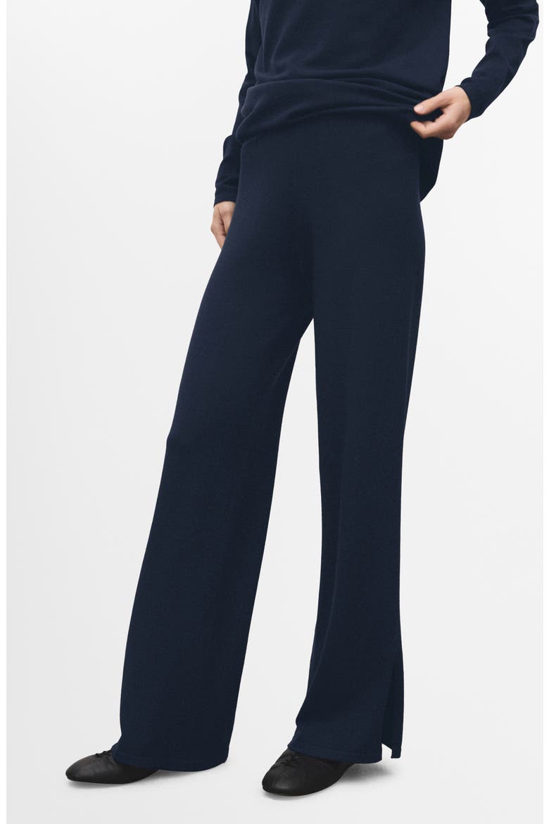 Split Hem Pull-On Straight Leg Knit Pants, Main, color, DARK NAVY
