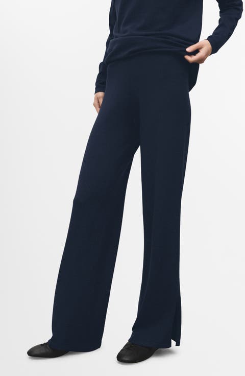 Split Hem Pull-On Straight Leg Knit Pants