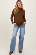 PinkBlush Distressed Open Knee Wide Leg Maternity Jeans