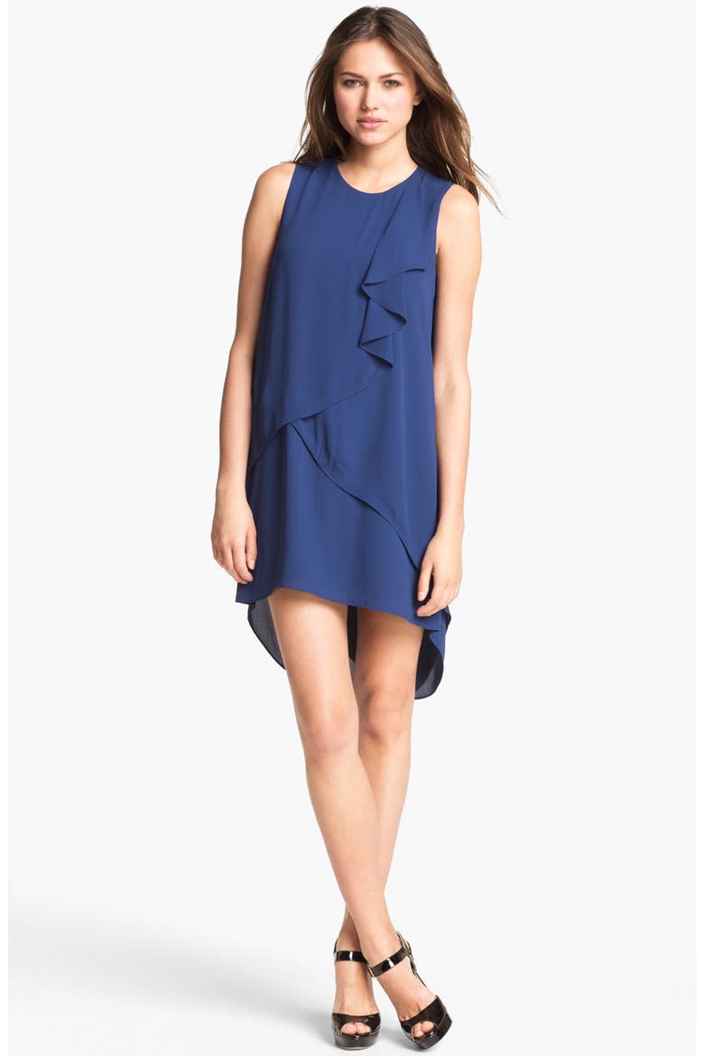 Ruffle Chiffon Dress, Main, color, BLUE