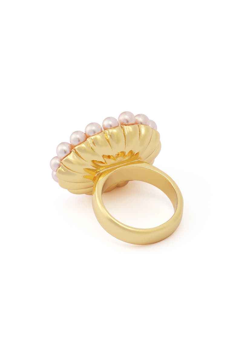Faux Pearl & Crystal Cocktail Ring, Alternate, color, LIGHT GREEN