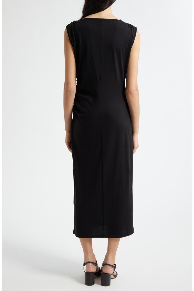 Cowl Neck Pima Cotton Midi Dress, Alternate, color, BLACK