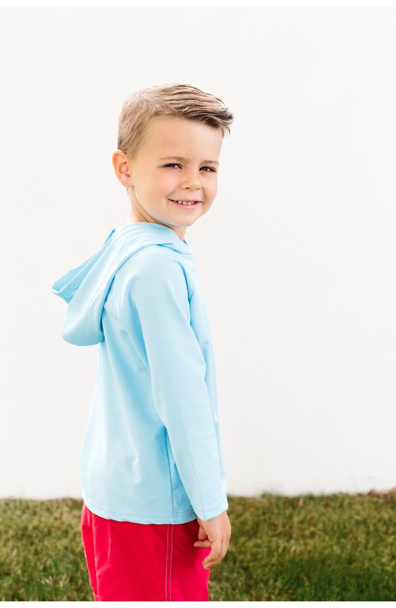 CITY THREADS Boys and Girls UPF 50+ Long Sleeve Hooded Rashguard Tee, Alternate, color, White