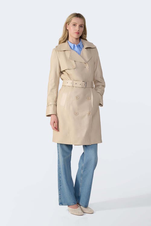 Furniq Uk Soho Leather Trench Coat In Neutral