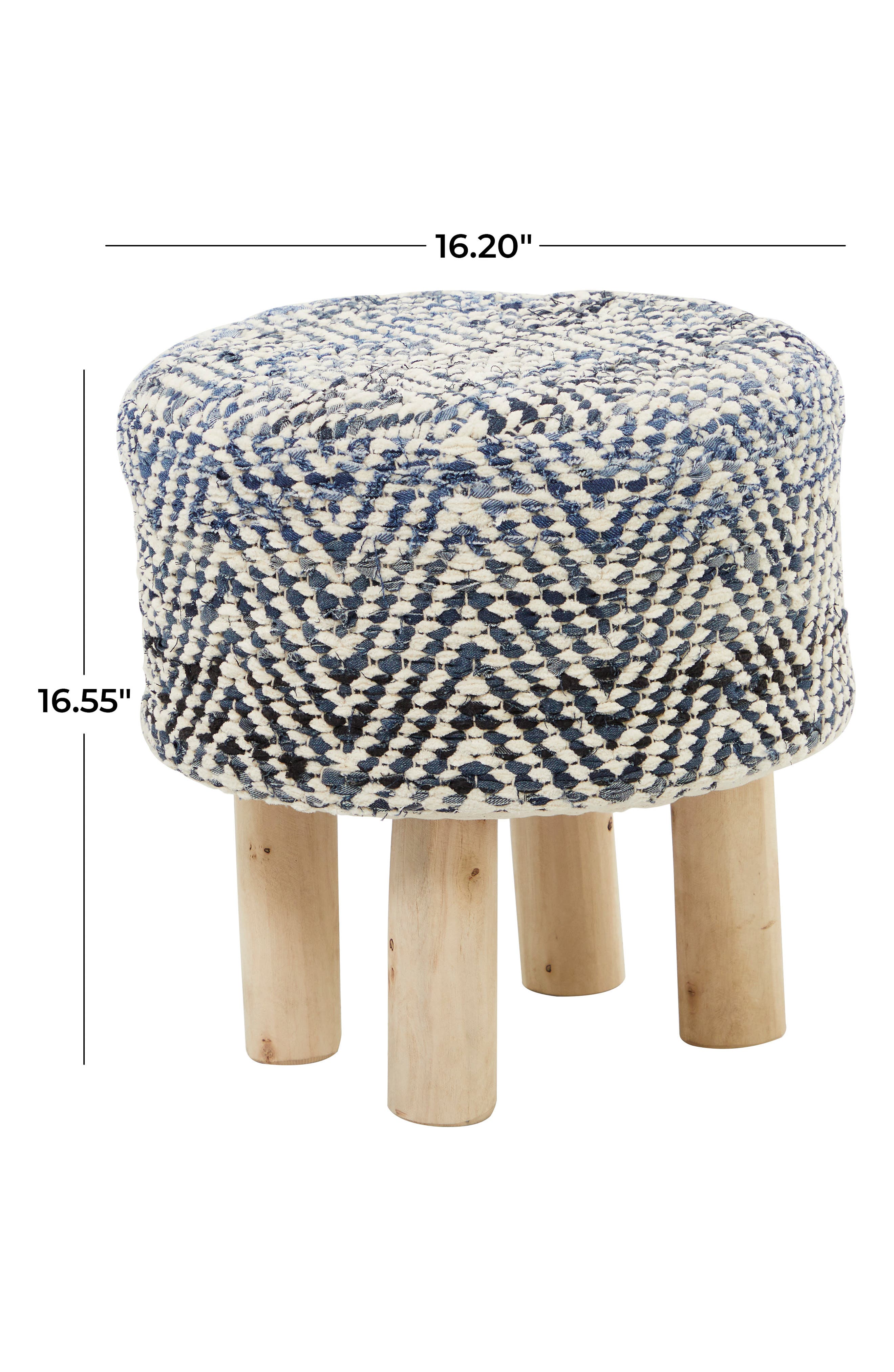 GINGER BIRCH STUDIO Blue Chevron Stool with Wood Legs | Nordstromrack