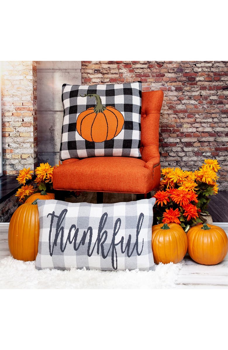 PARKLAND COLLECTION Grey Thankful Transitional Grey Throw Pillow, Alternate, color, Gray