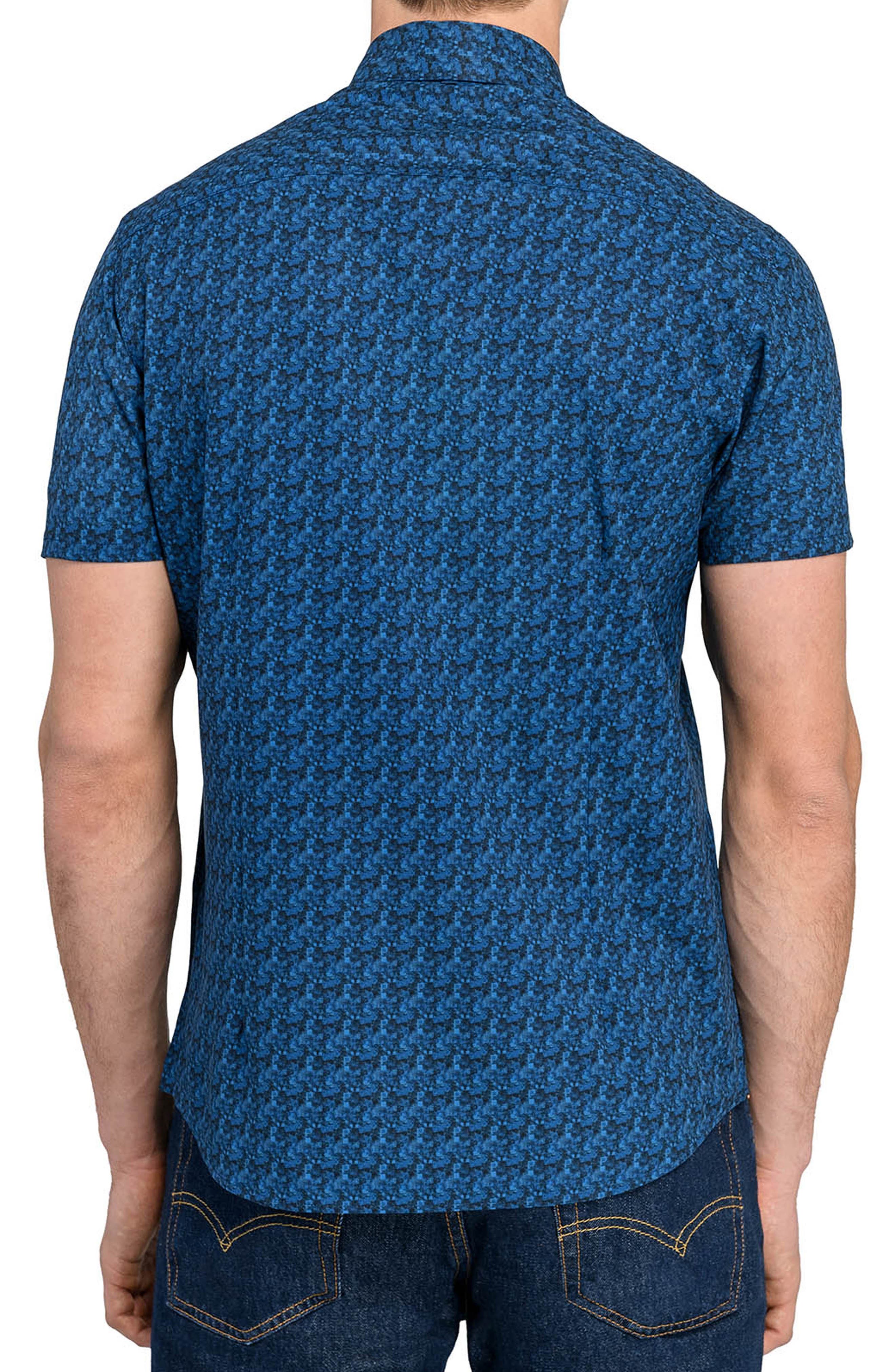 Basic Slim Fit Abstract Blur Short Sleeve Performance Button-Up Shirt - image 2