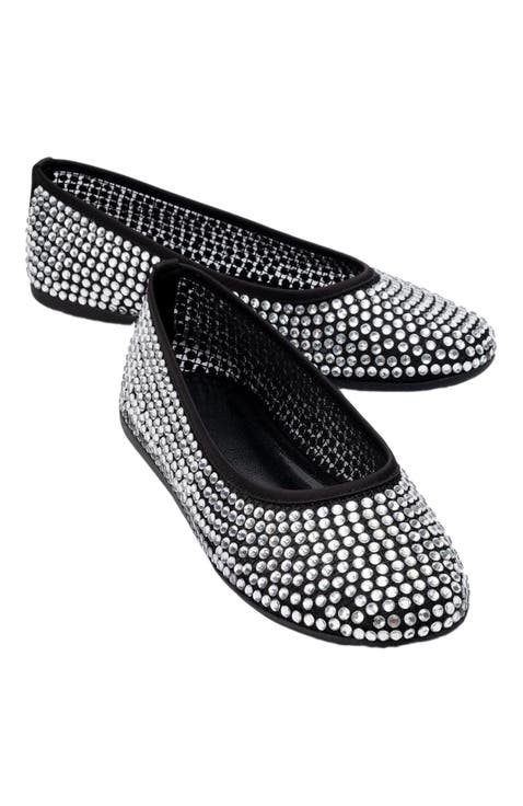 Runway Mesh Embellished Ballet Flat
