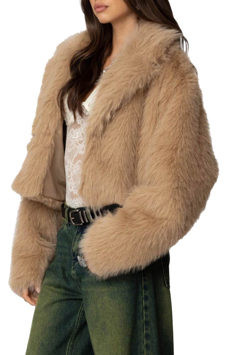 EDIKTED Sierra Faux Fur Jacket, Alternate, color, Camel