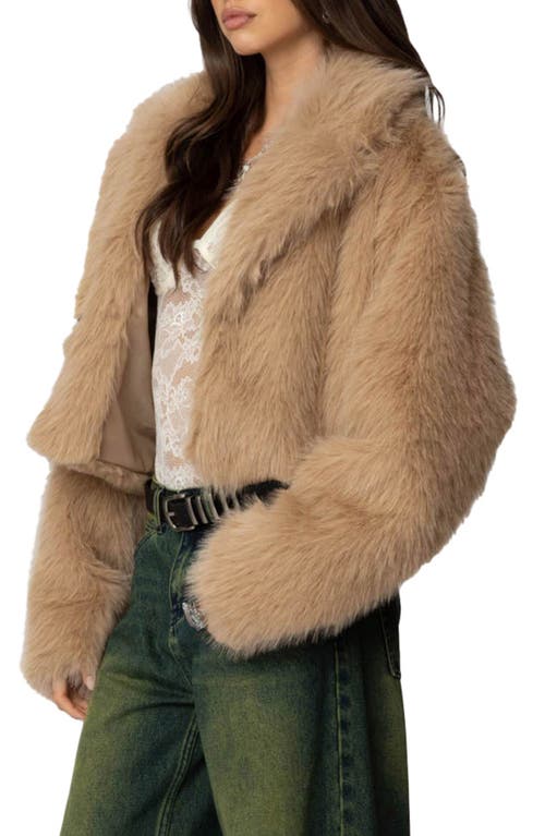 Edikted Sierra Faux Fur Jacket In Camel