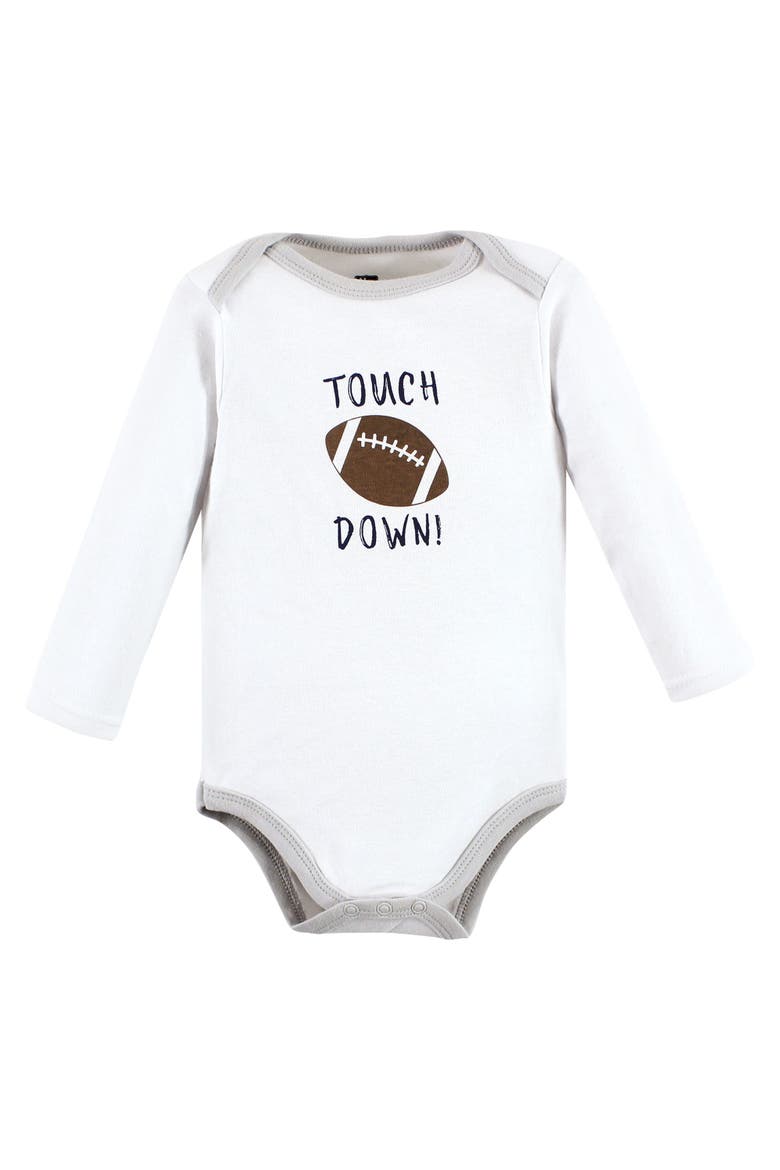 Five-Piece Collection of Long-Sleeve Cotton Bodysuits, Alternate, color, Football Buddy