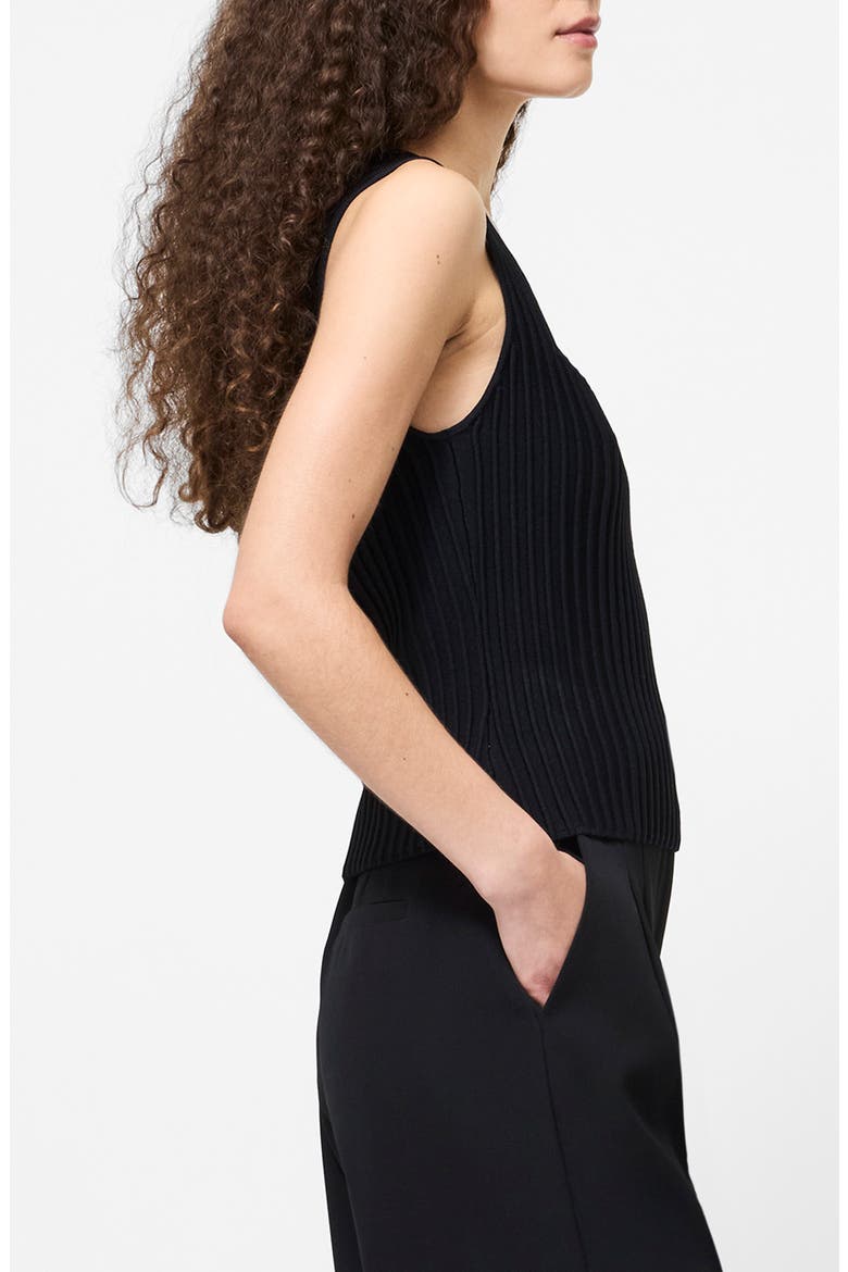 Ottoman Crinkle Sleeveless Top, Alternate, color, BLACK