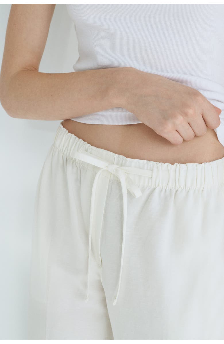 H&M Linen-blend Drawstring Trousers, Alternate, color, White