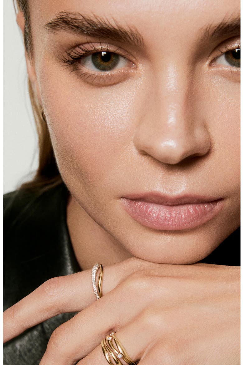Open Dôme Pavé Ring, Alternate, color, Yellow Salmon Gold
