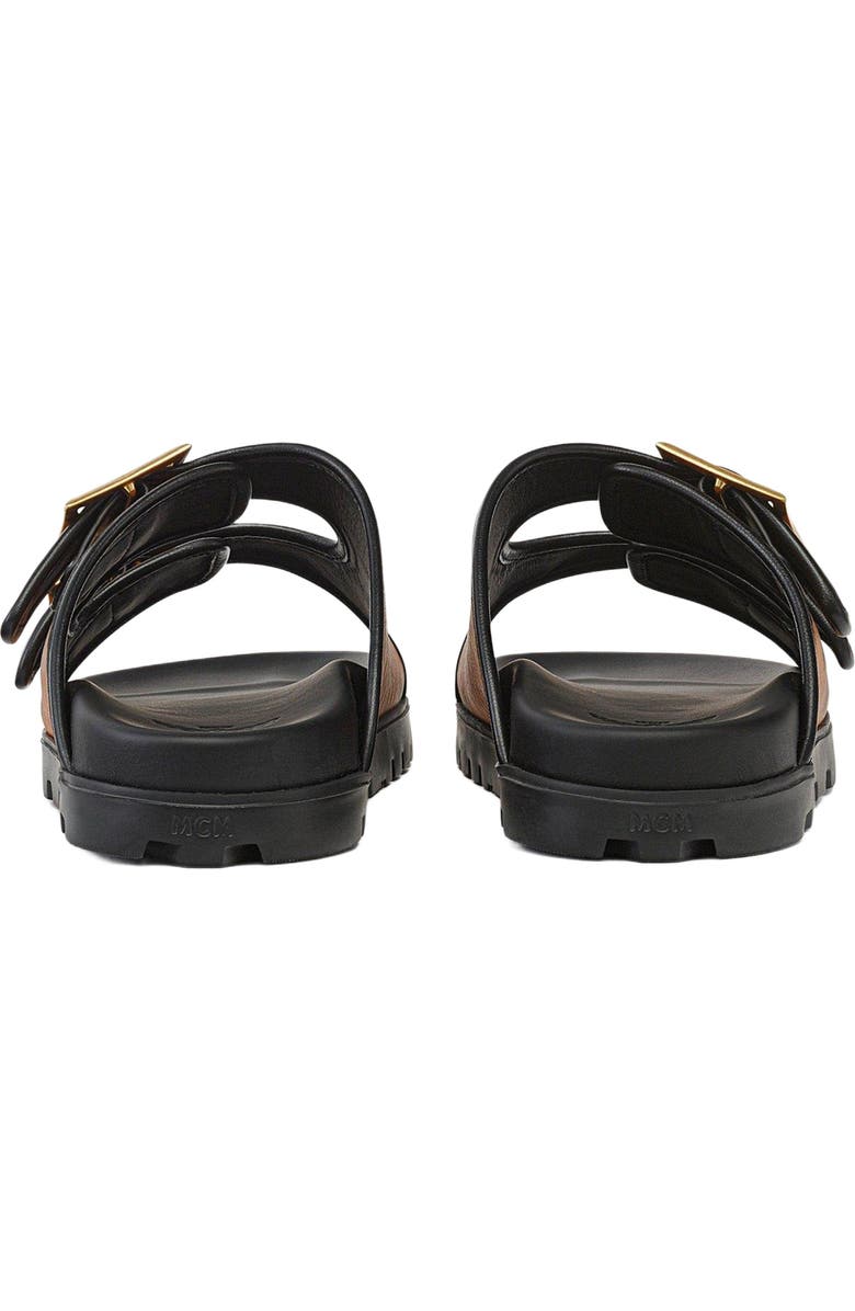 MCM Sandals in Visetos, Alternate, color, Cognac